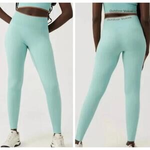 Outdoor Voices Legging Women's Small Storm Green Seamless Ribbed Yoga Hiking